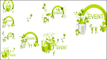 Fresco verde de descuento del festival vector material