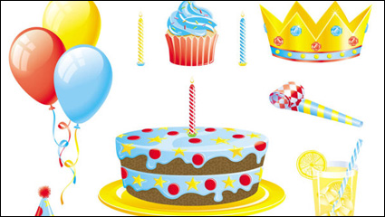 Los elementos de cumpleaños Cena - vector de material
