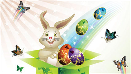 Pascua y los huevos de las mariposas tarjetas decoradas 02 - vectoriales