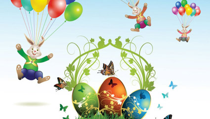Las mariposas y los huevos de Pascua decorados de las tarjetas de 03 - vectoriales