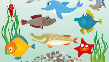 Dibujos animados de peces marinos - vector de material