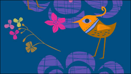 Hermosa pintada a mano las flores y los pjaros de material de vectores -2
