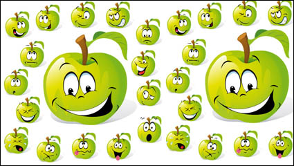 Dibujos animados expresin de la fruta 01 - Vector