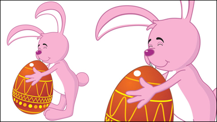 Dibujos animados conejo y el huevo 01 - Vector