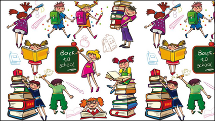 Lindos niños de dibujos animados de colores y las niñas 01 - imagen del vector