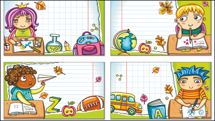 Cute dibujos animados coloridos niños y niñas 02 - Imagen Vector