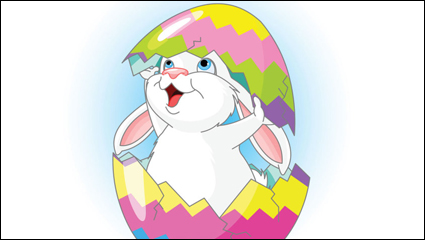 Dibujos animados de conejo y los huevos 02 - vector