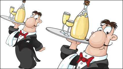 Cartoon chef y asistente de imagen de 04 - vector