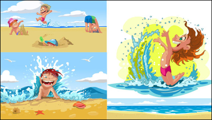 Playa de los niños Cartoon verano - vector