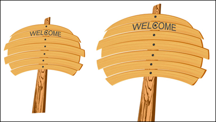 Cartoon cartel de madera 02 - vector
