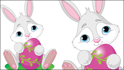 Conejo de dibujos animados con huevo 04 - vector
