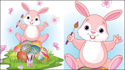 Dibujos animados de conejo y el huevo 03 - vector