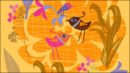 Bonito pintados a mano flores y pjaros vector de -5