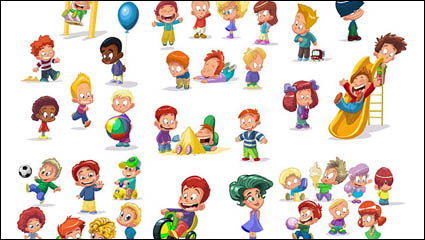 Los niños de dibujos animados vector de material