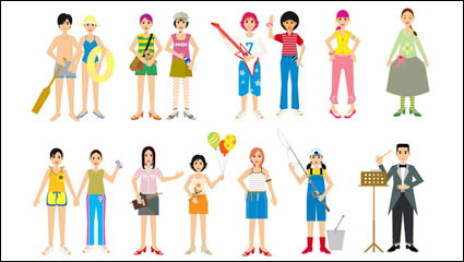 Coloridos personajes vector de material