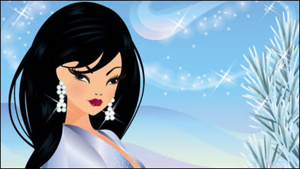 Four Seasons de dibujos animados de belleza 01 - vector de material