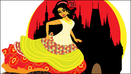 Exquisito bailarina de dibujos animados 04 - vector