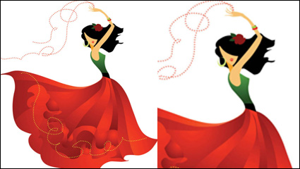 Exquisito bailarina de dibujos animados 03 - material de vectores