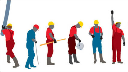 La imagen de los trabajadores y la silueta 03 - vector