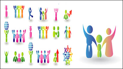 Colorido tridimensional dinmico humanoide icono vector material -1