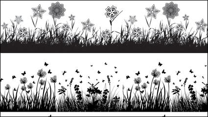 Flora silueta vector de material