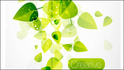 Primavera las hojas verdes 02 - vector de material