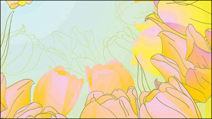 Pintado a mano tulipanes vectorial -5