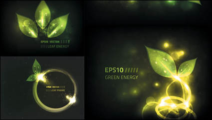 Verde resplandor hojas vector de material