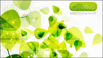 Primavera las hojas verdes 03 - vector de material