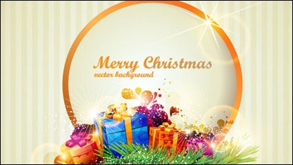 Brillante regalo de Navidad vector caja - 05