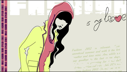 Chicas ilustrador de moda 04 - vector de material