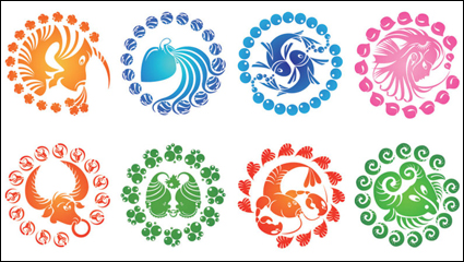 Doce constelaciones en el icono creativo - vector