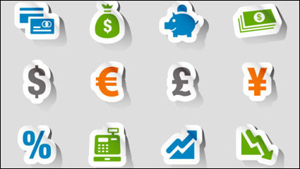 Las etiquetas de los iconos hermosos financieros - vector