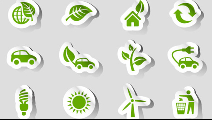 Bellamente pegatinas verdes - vector de material