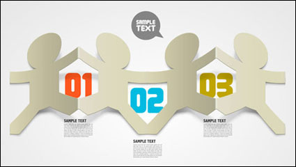 Creativas plegadas de papel huecas, texto, plantilla -3 vector material