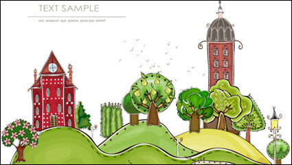 Ciudad Cartoon elementos de construccin vector material -1