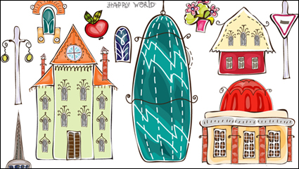 Dibujos animados de la ciudad de elementos del vector de material -3