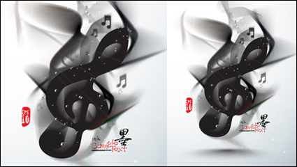Tinta sobre elementos musicales 05 - vector de material