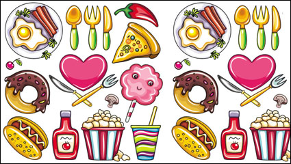 Alimentos historieta vector material -02