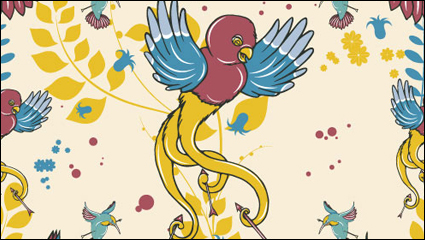 Amor aves Cartoon patrn 02 - vector de material