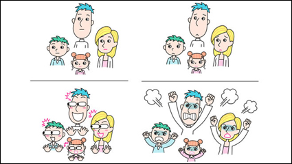 Las emociones de una familia de cuatro - vector de material