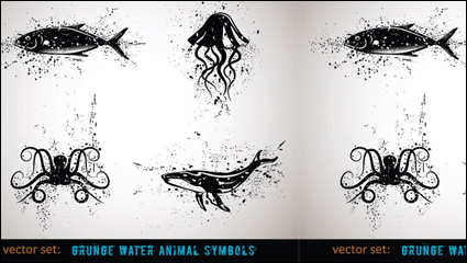 Animales tinta vector materia-4