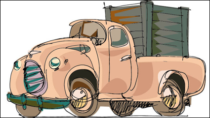 Pintado a mano coche caricatura 02 - vector material
