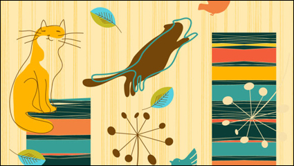 Lnea arte lindo gato patrn 04 - vector de material