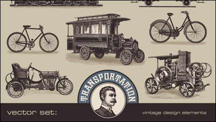 Retro transporte Europa y Amrica 02 - vector material