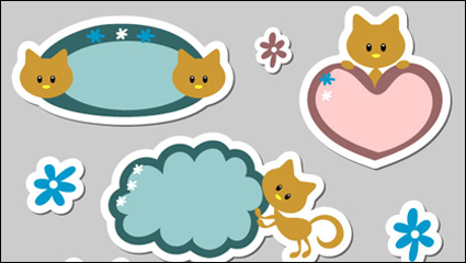 Etiqueta de dibujos animados lindo de 01 - vector de material