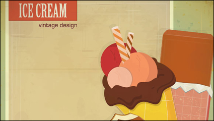 La caricatura retro Ice Cream 02 - vector de material