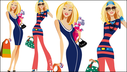 Moda mujer ilustrador 02 - vector de material