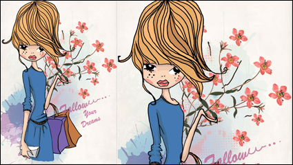 Fashion Shopping Girl 01 - vector de material
