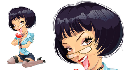 Una caricatura de mujer Illustrator 02 - vector de material